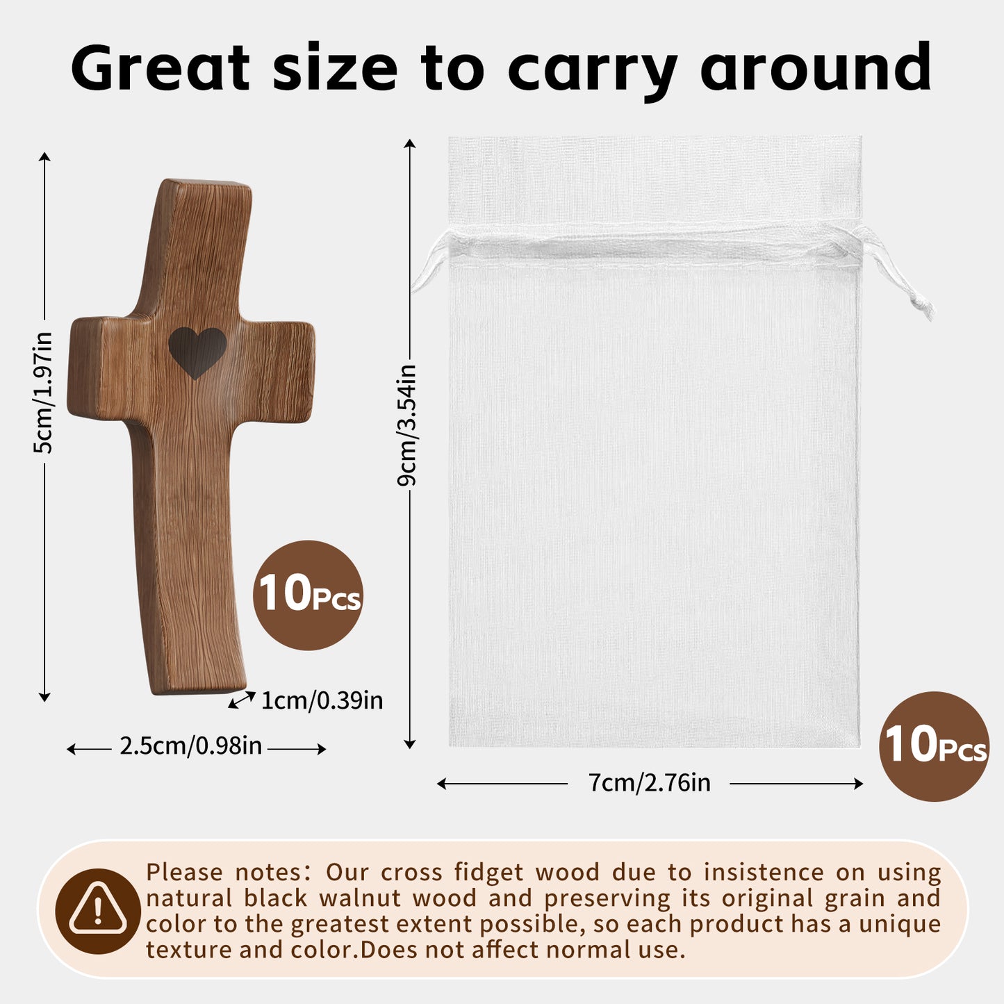 Wooden Cross Fidget for People with Anxiety Relief Handheld Small Pocket Cross Prayers Encouragement Christian Religious Gift for Adults/Teens/Elderly on Christmas/Easter,etc(20 Pcs)
