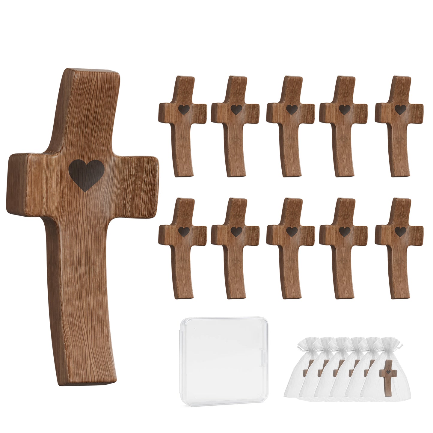 Wooden Cross Fidget for People with Anxiety Relief Handheld Small Pocket Cross Prayers Encouragement Christian Religious Gift for Adults/Teens/Elderly on Christmas/Easter,etc(10 Pcs)